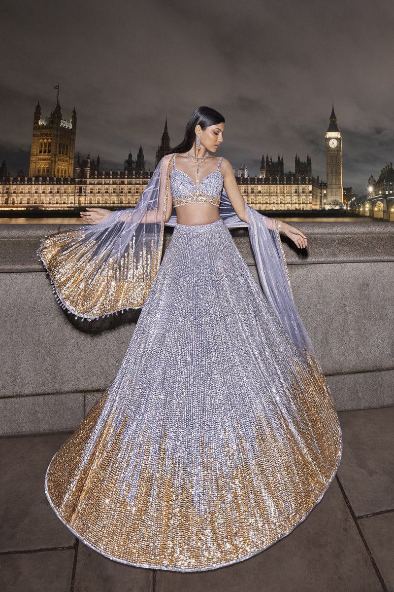 Silver Gold Sequin Lehenga Set