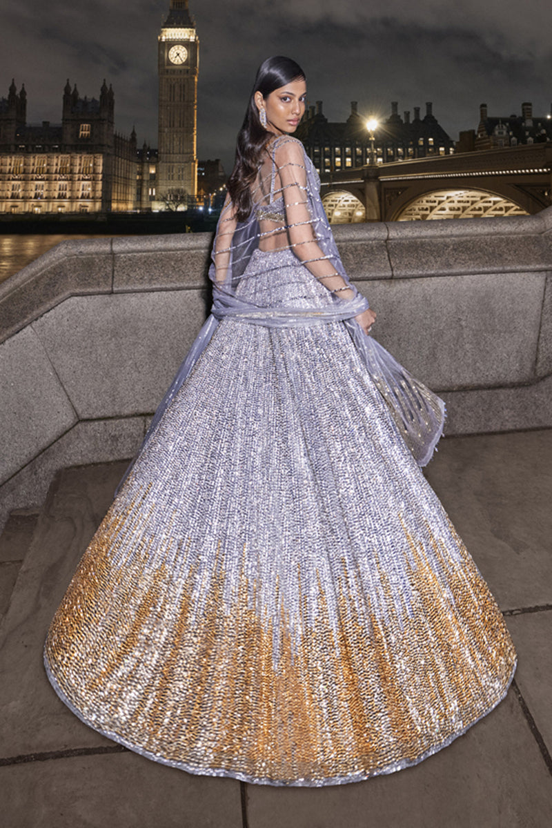 Silver Gold Sequin Lehenga Set