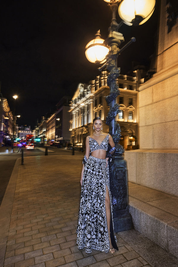 Black & Silver Skirt Set
