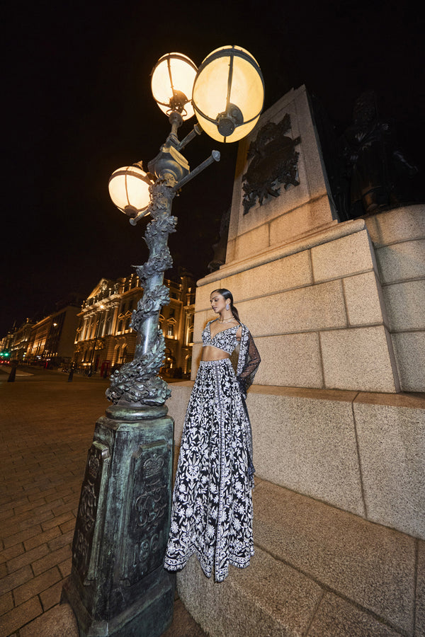 Black & Silver Skirt Set
