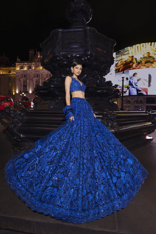 Blue Paisley Lehenga Set