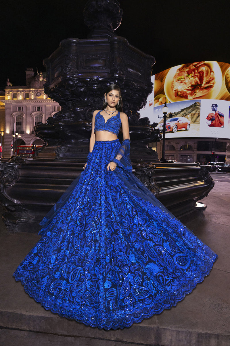 Blue Paisley Lehenga Set
