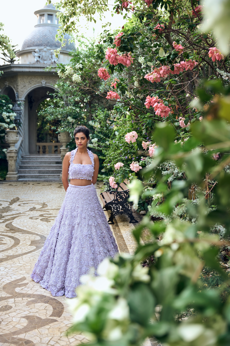 Lilac Three-Dimensional Lehenga Set