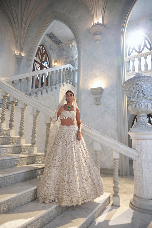 Ivory Cut Work Lehenga Set