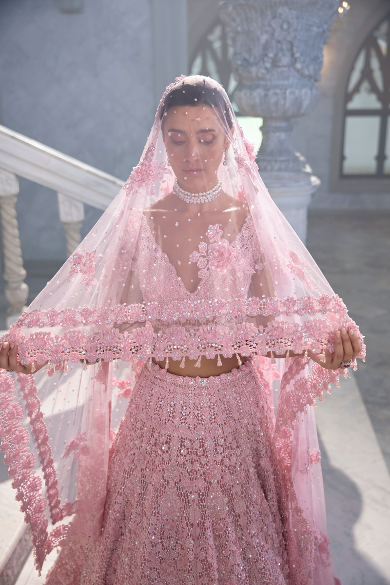 Pink Cut Work Lehenga Set