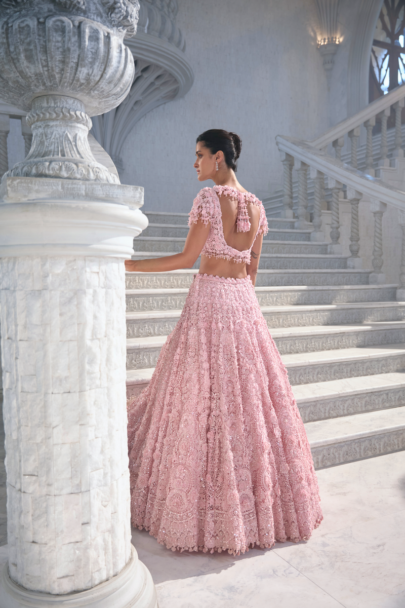 Pink Cut Work Lehenga Set
