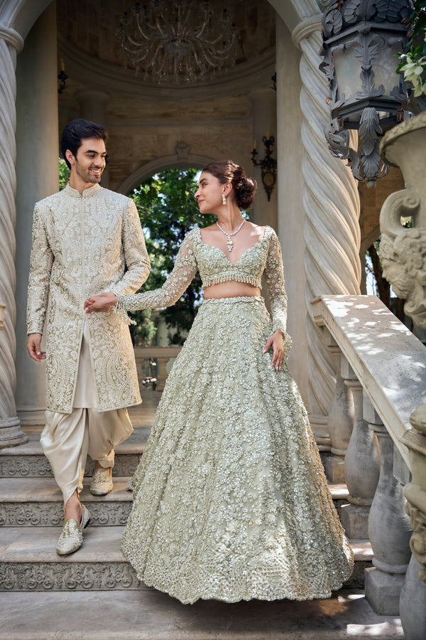 Champagne Paisley Sherwani Set