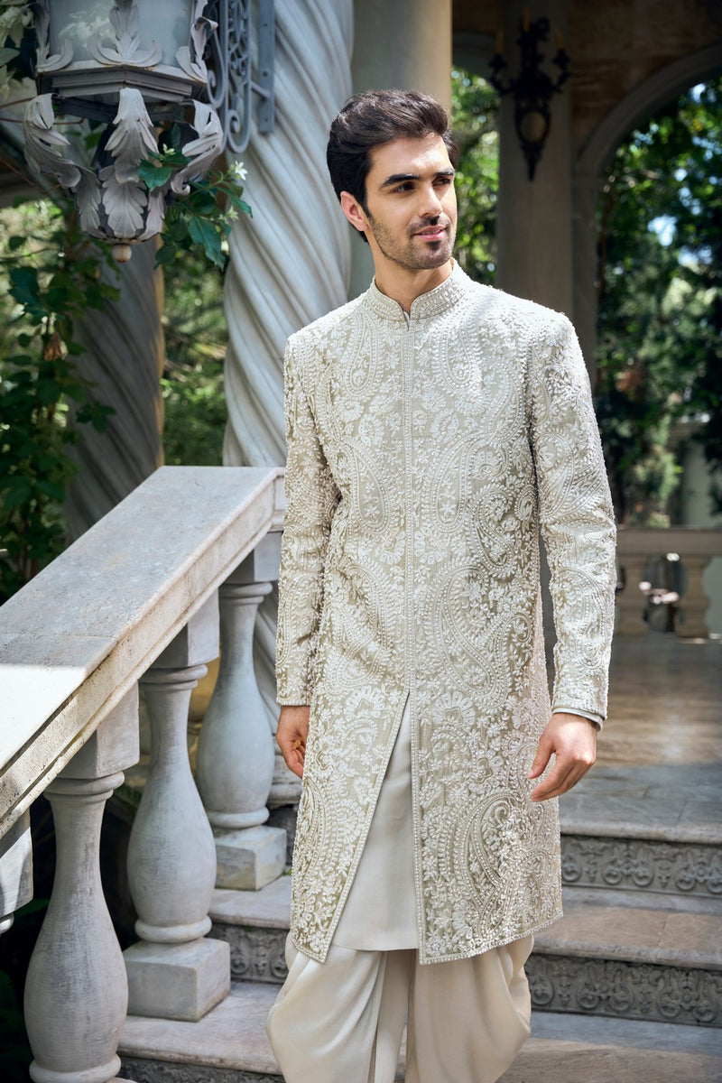 Champagne Paisley Sherwani Set