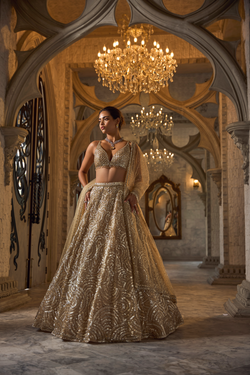 Gold Sequin Lehenga Set