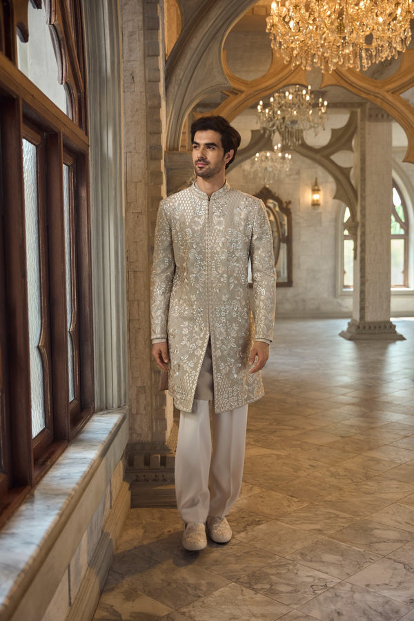Greige Sherwani Set