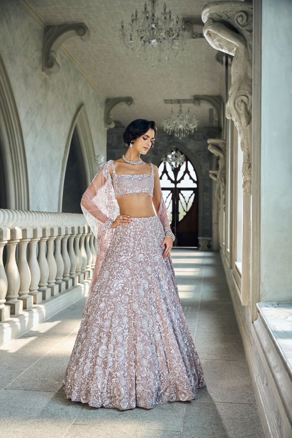 Mauve Sequin Lehenga Set