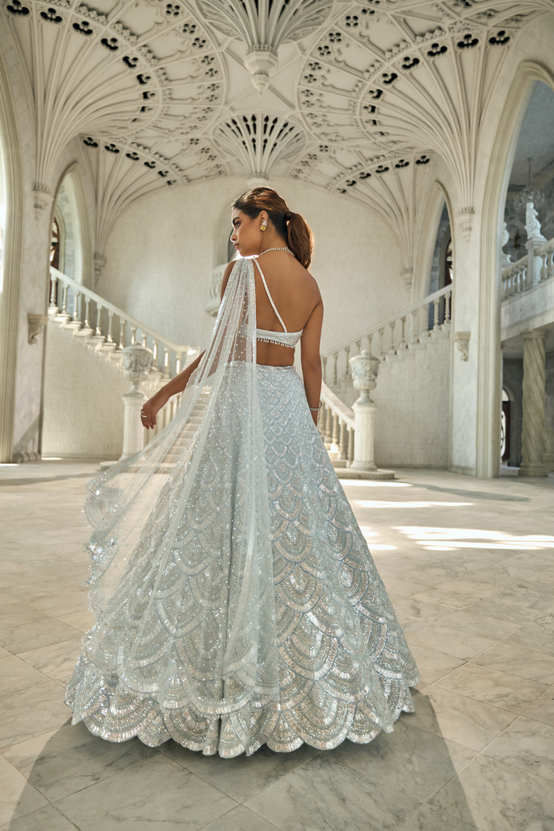 Powder Blue Sequin Lehenga Set