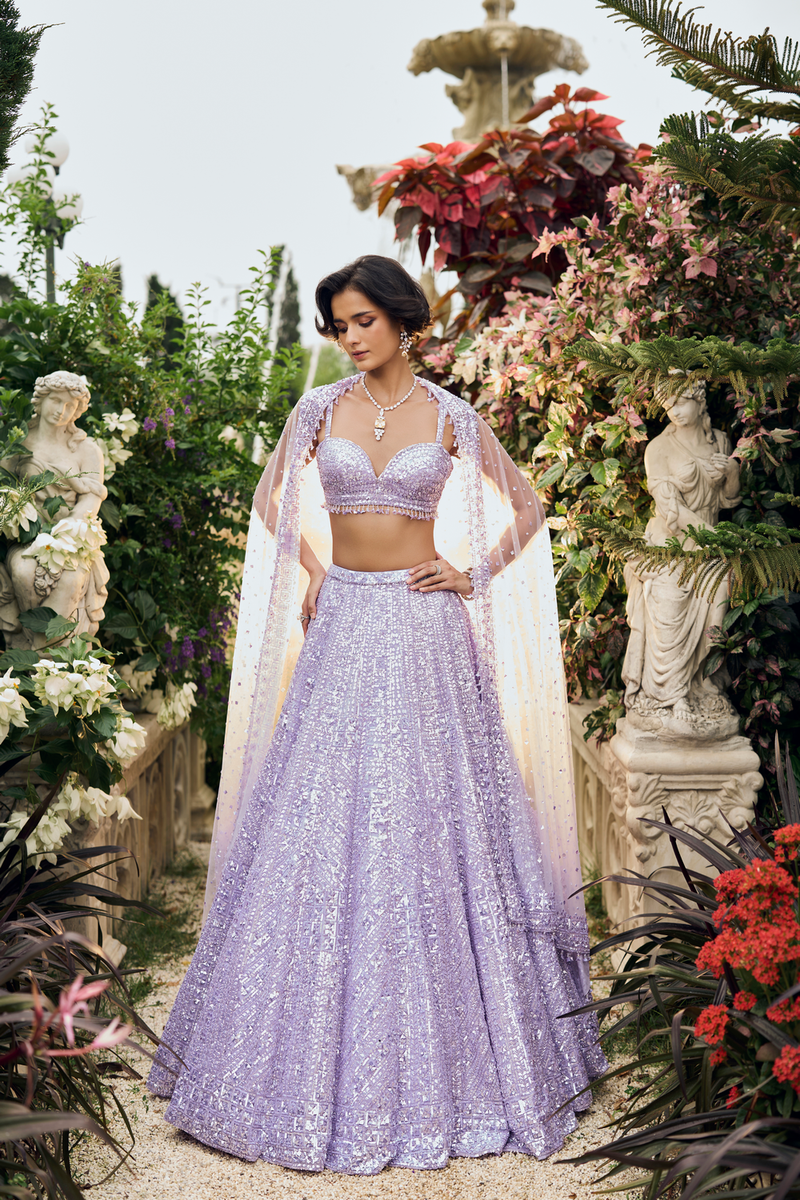 Lavender Sequin Lehenga Set