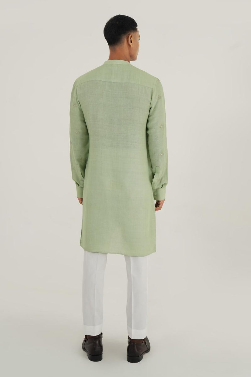 Layered Silk Kurta Set With Metallic Embroidery