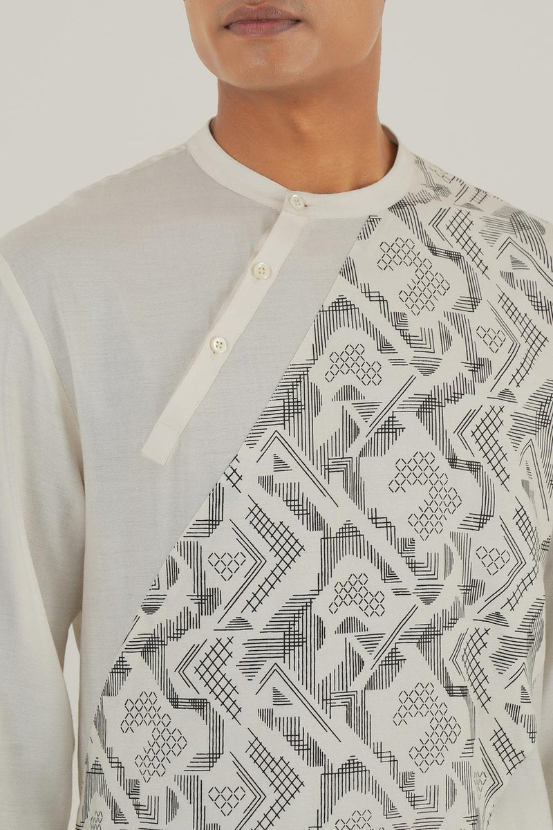 Cotton Silk Criss Cross Printed Kurta Set