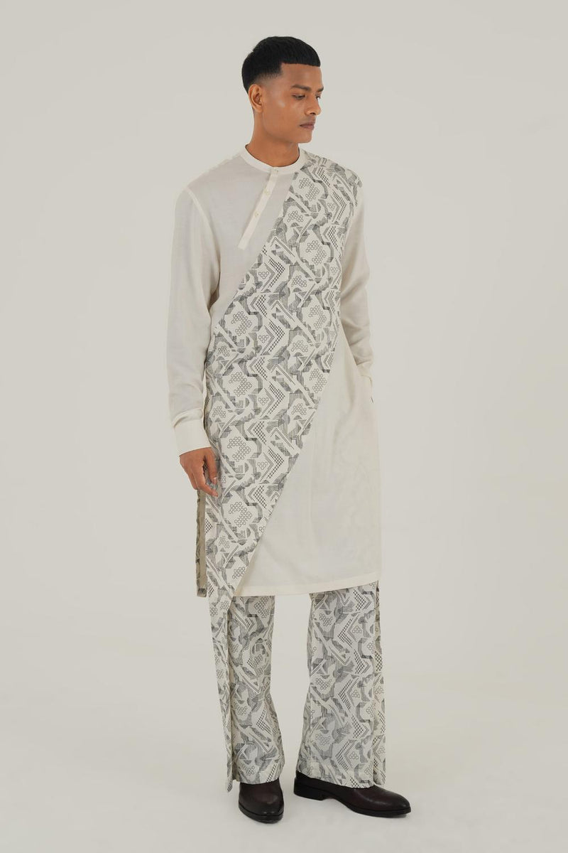 Cotton Silk Criss Cross Printed Kurta Set