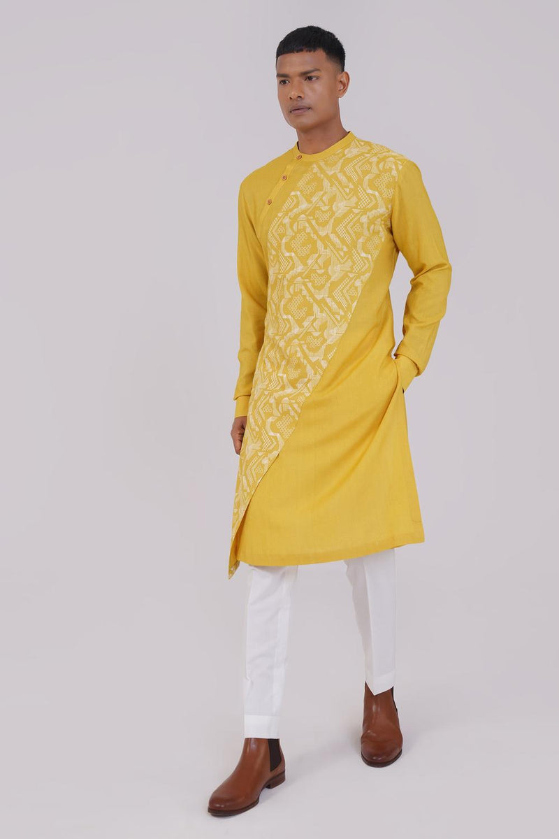 Cotton Silk Criss Cross Printed Kurta Set