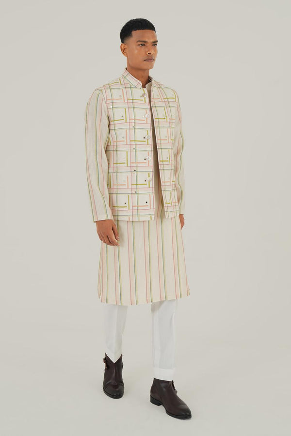 Geometric Embroidered Jawahar Jacket With Mirror Work