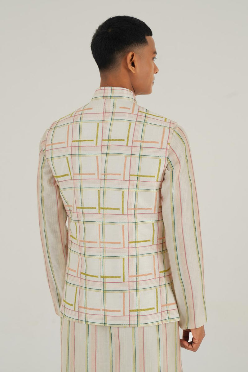 Geometric Embroidered Jawahar Jacket With Mirror Work