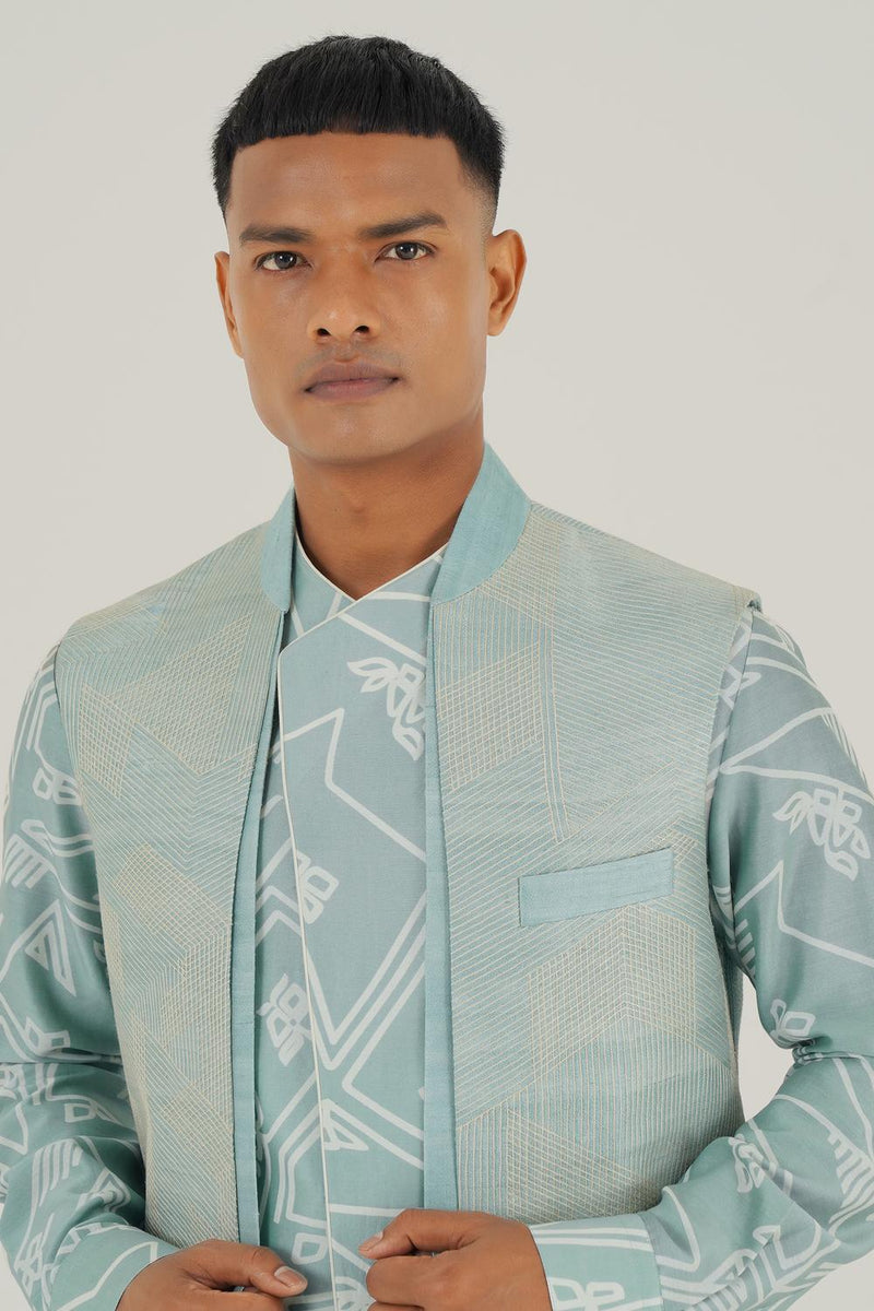 Embroidered Front Open Jawahar Jacket