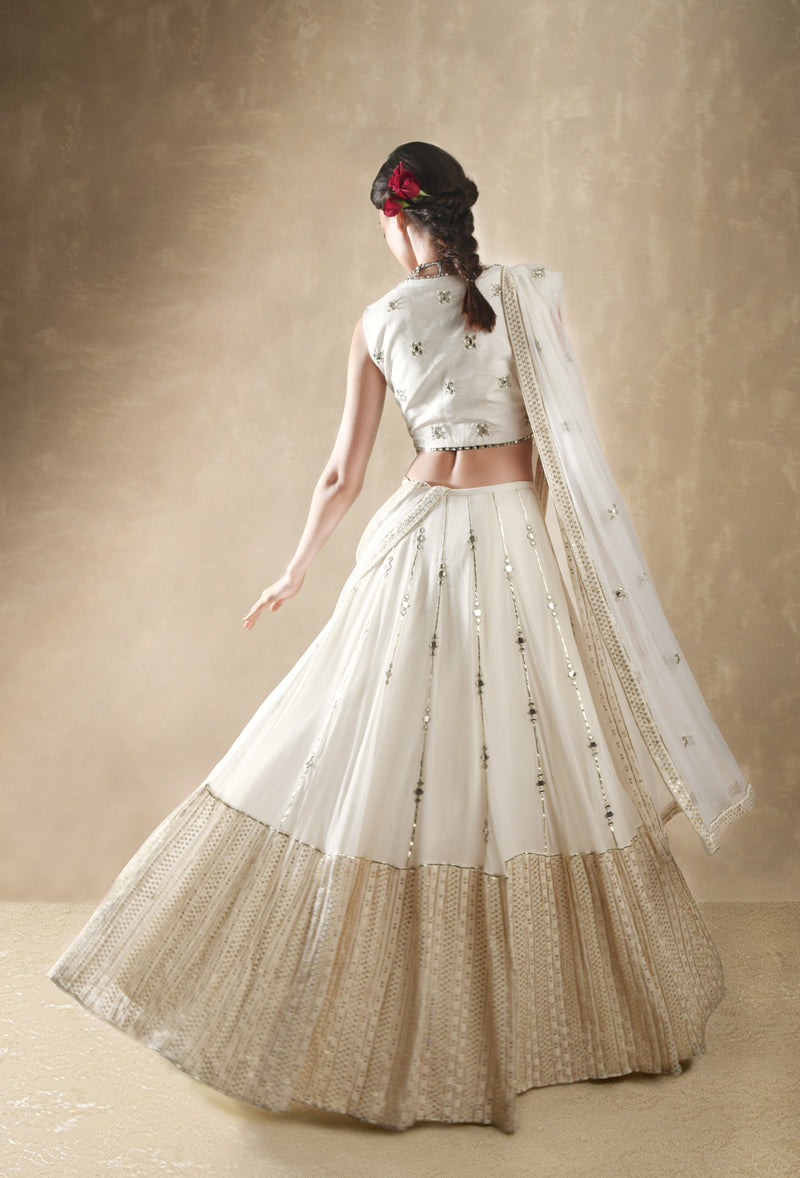 Porcelain White Lehenga Set