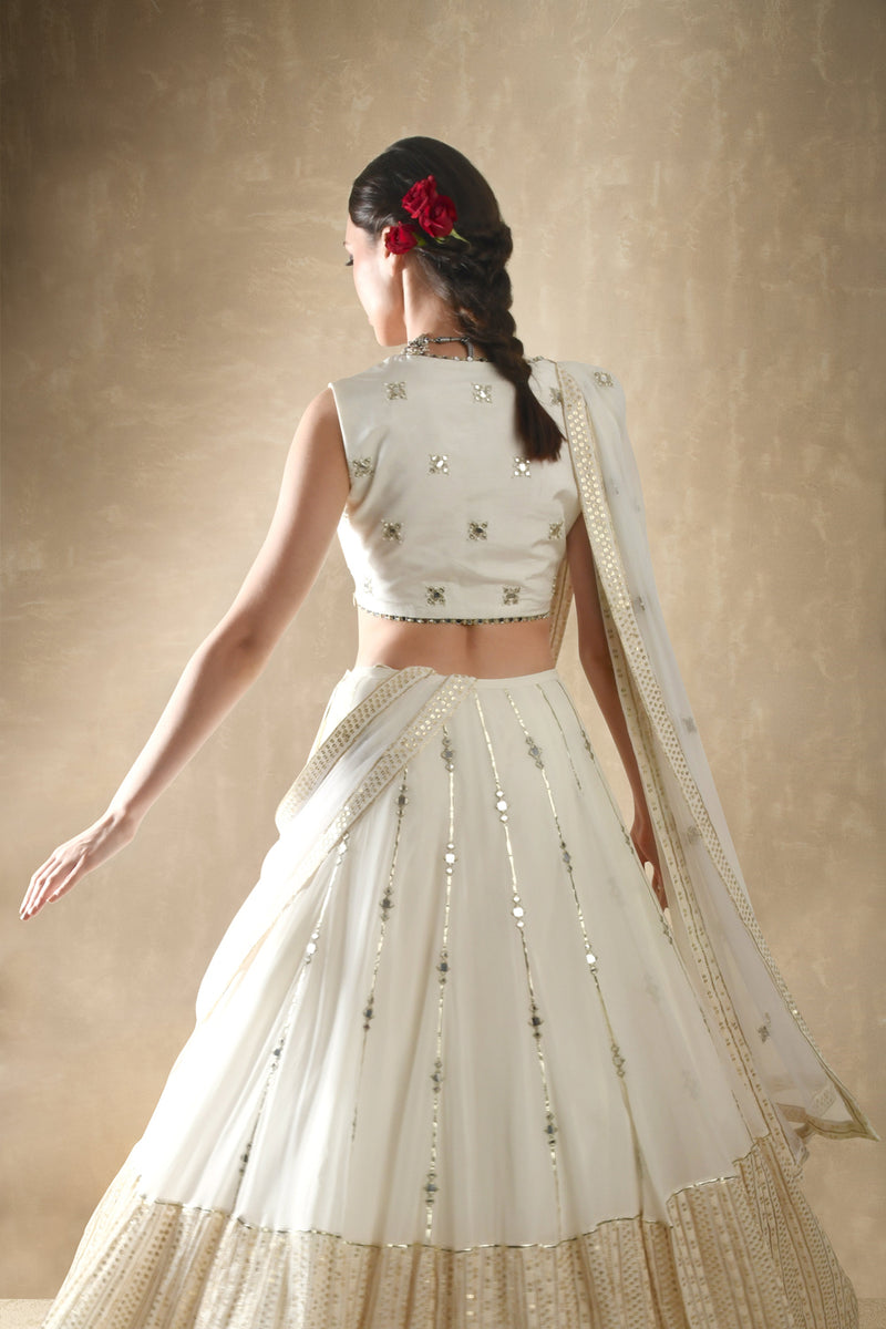 Porcelain White Lehenga Set