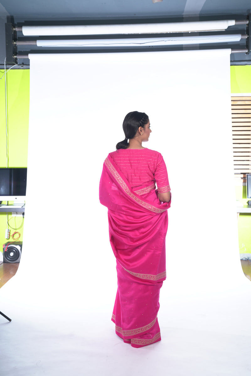 Pink Saree With Blouse