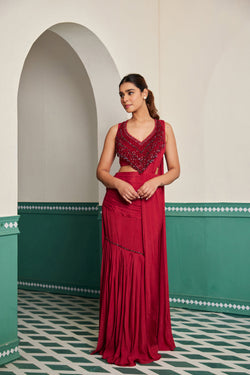 Gulaab Stitched Saree Set