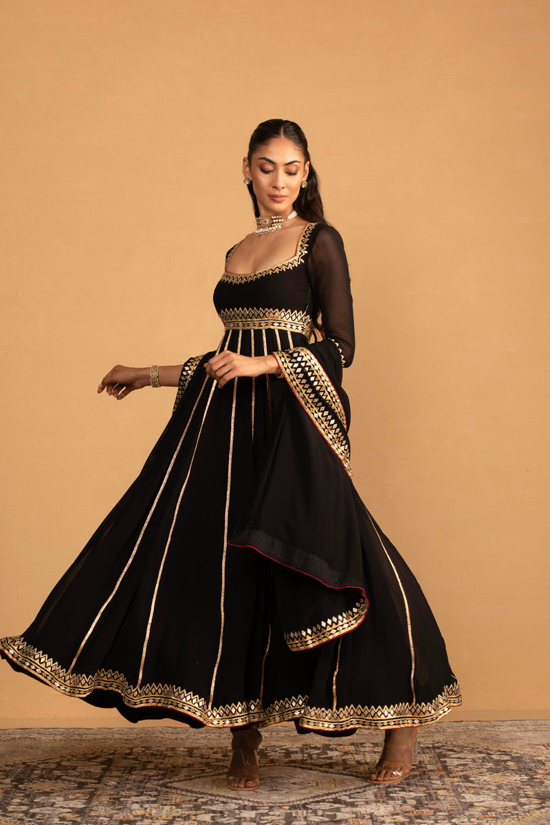 Black Anarkali Set