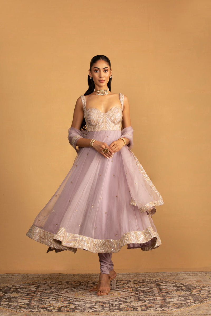 Lilac Anarkali Set