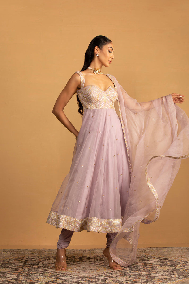 Lilac Anarkali Set
