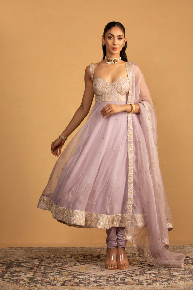 Lilac Anarkali Set