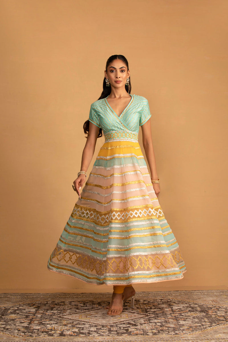 Aqua Multicolour Anarkali Set