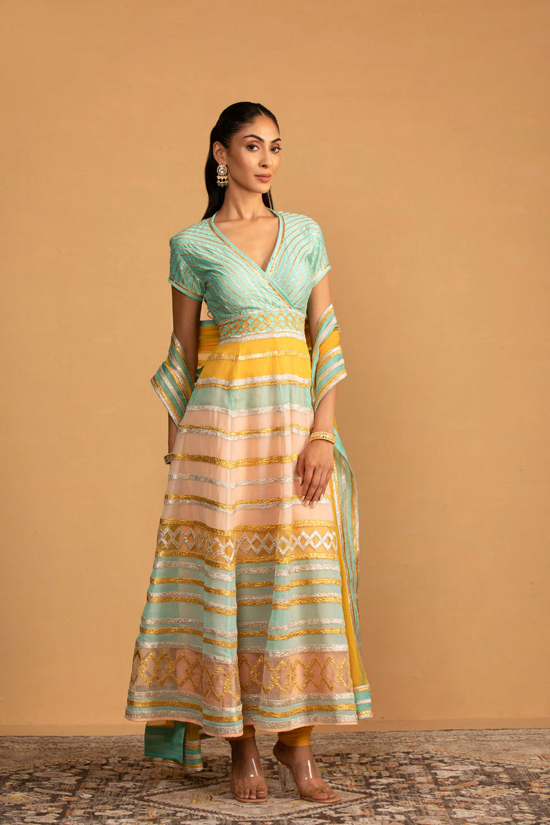 Aqua Multicolour Anarkali Set