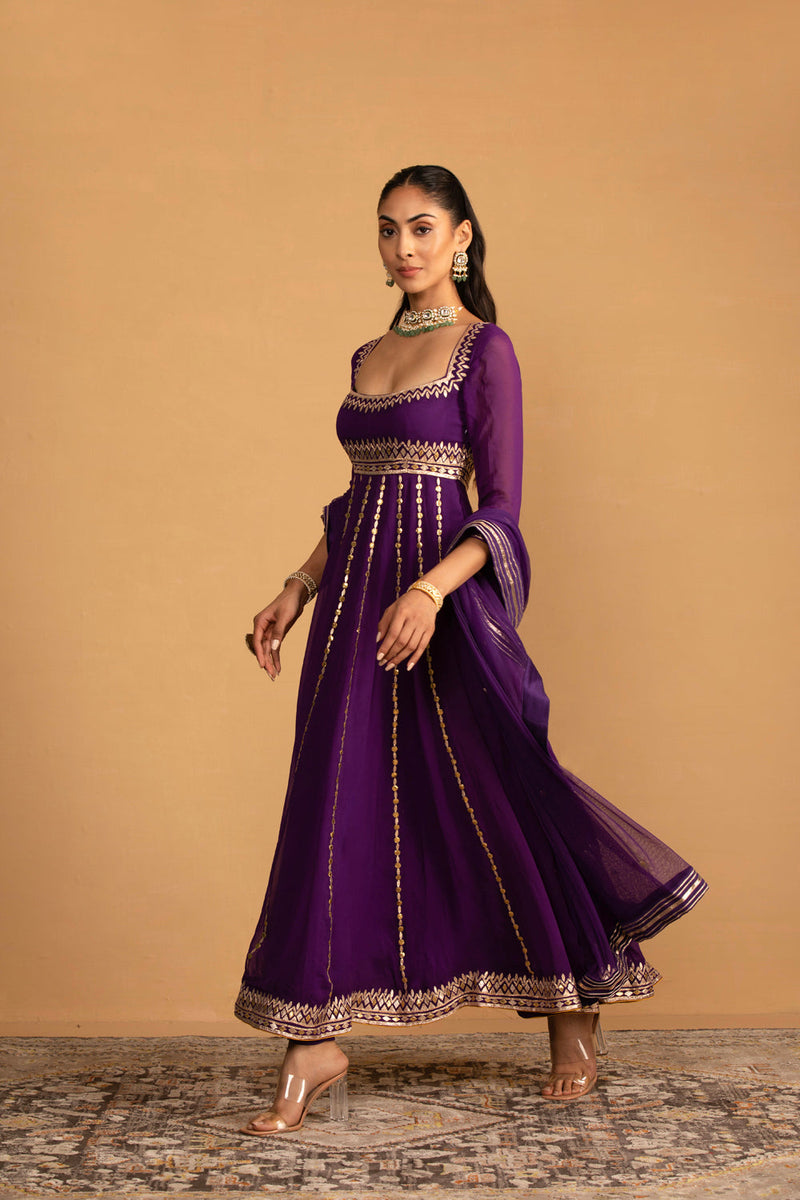 Purple Anarkali Set