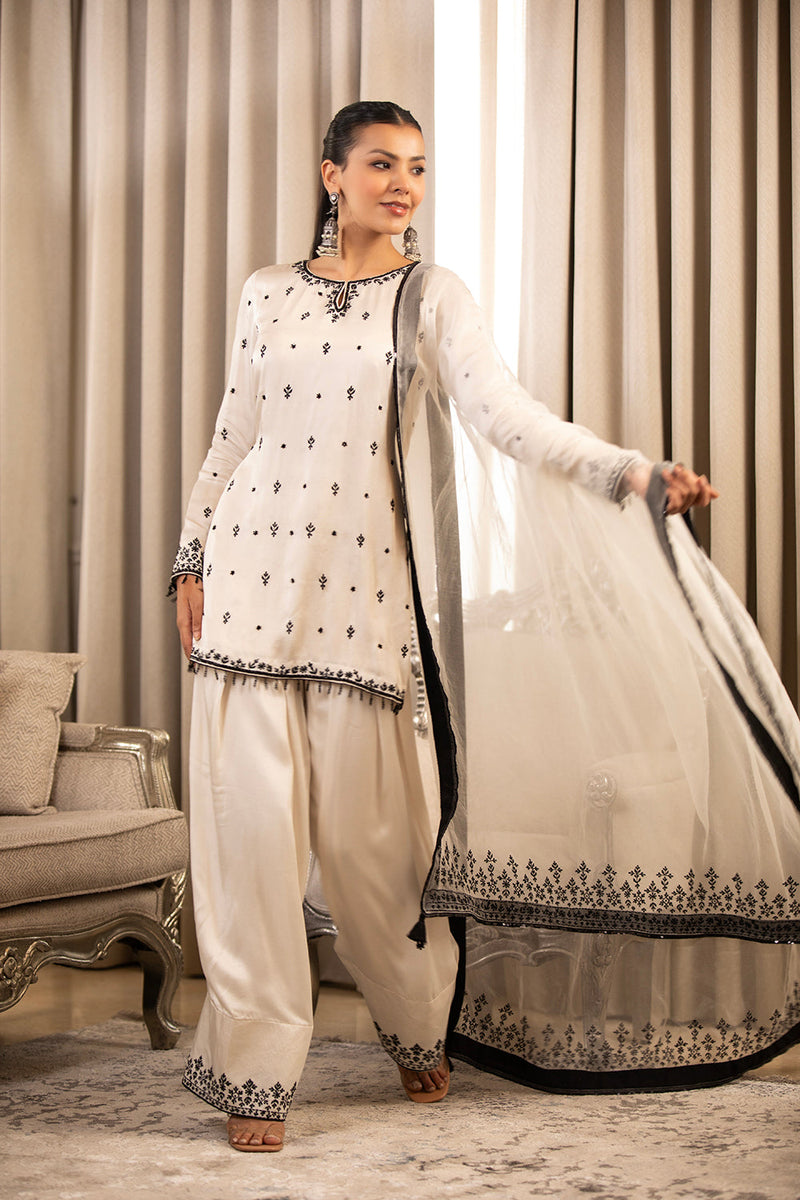 Black On White Kurta Set