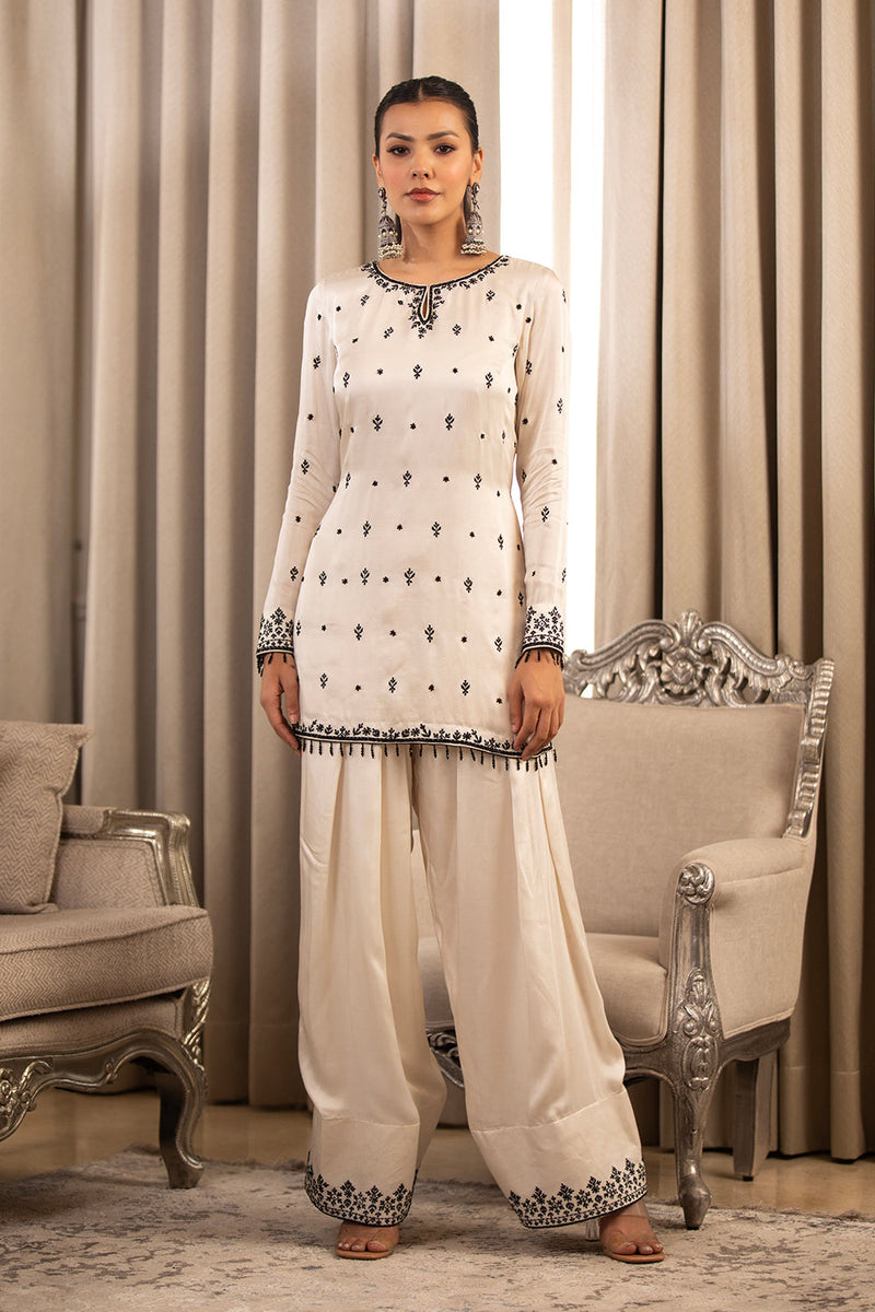Black On White Kurta Set