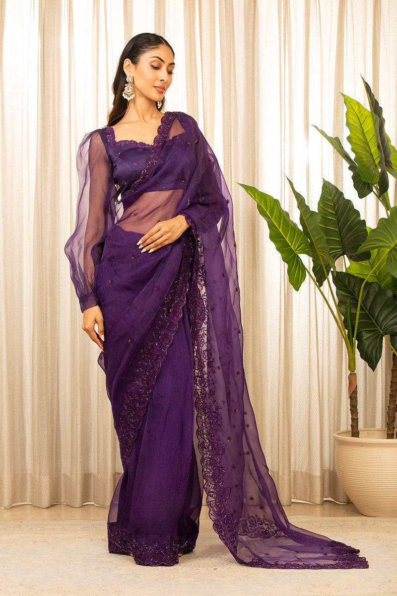 Purple Nyra Saree Set