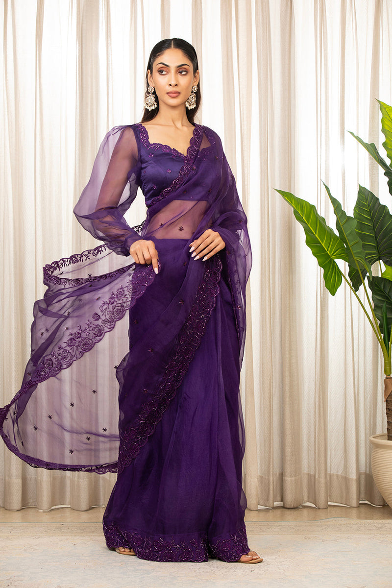 Purple Nyra Saree Set