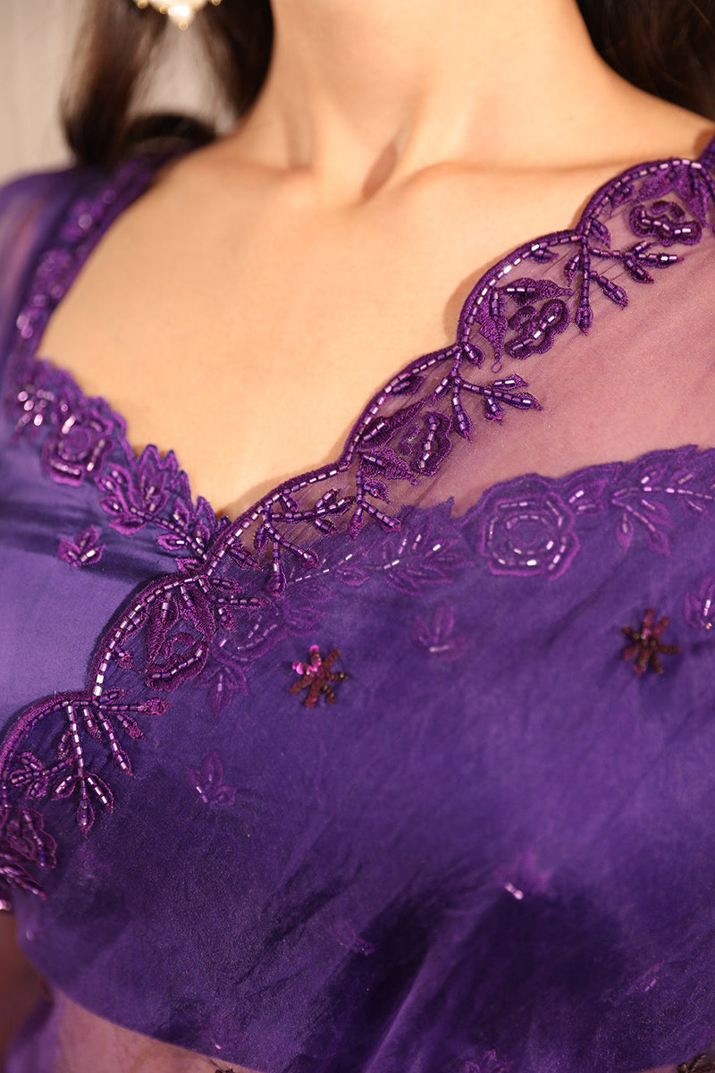 Purple Nyra Saree Set