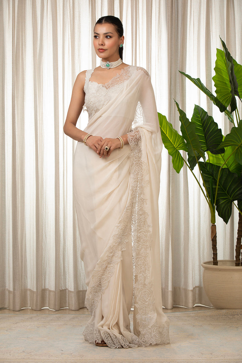 White Nikaza Saree Set