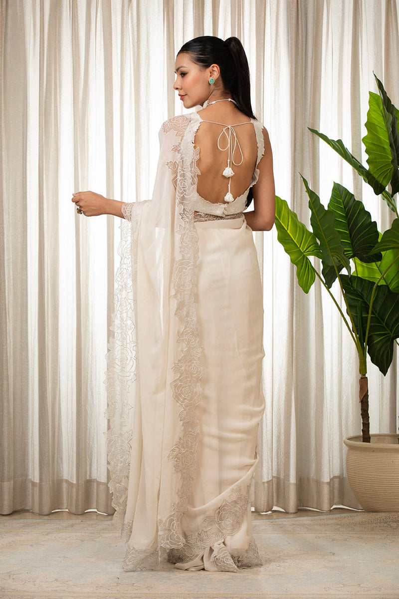 White Nikaza Saree Set