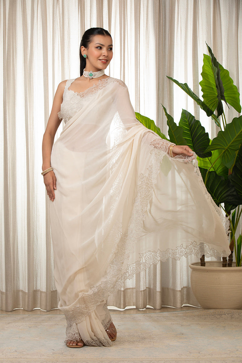 White Nikaza Saree Set