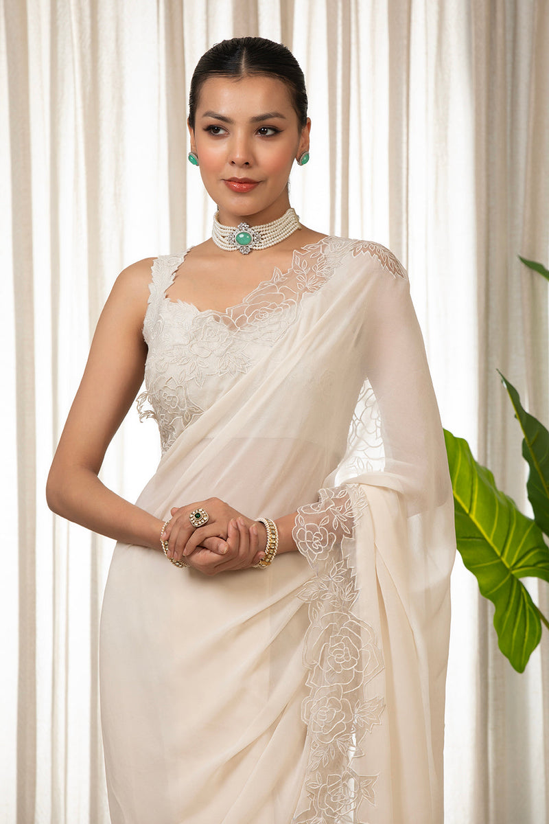 White Nikaza Saree Set