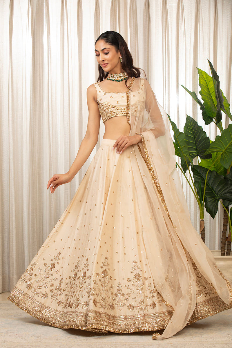 Cream Lehenga Set