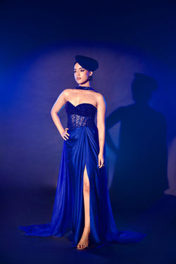 Electric Blue Corset Gown