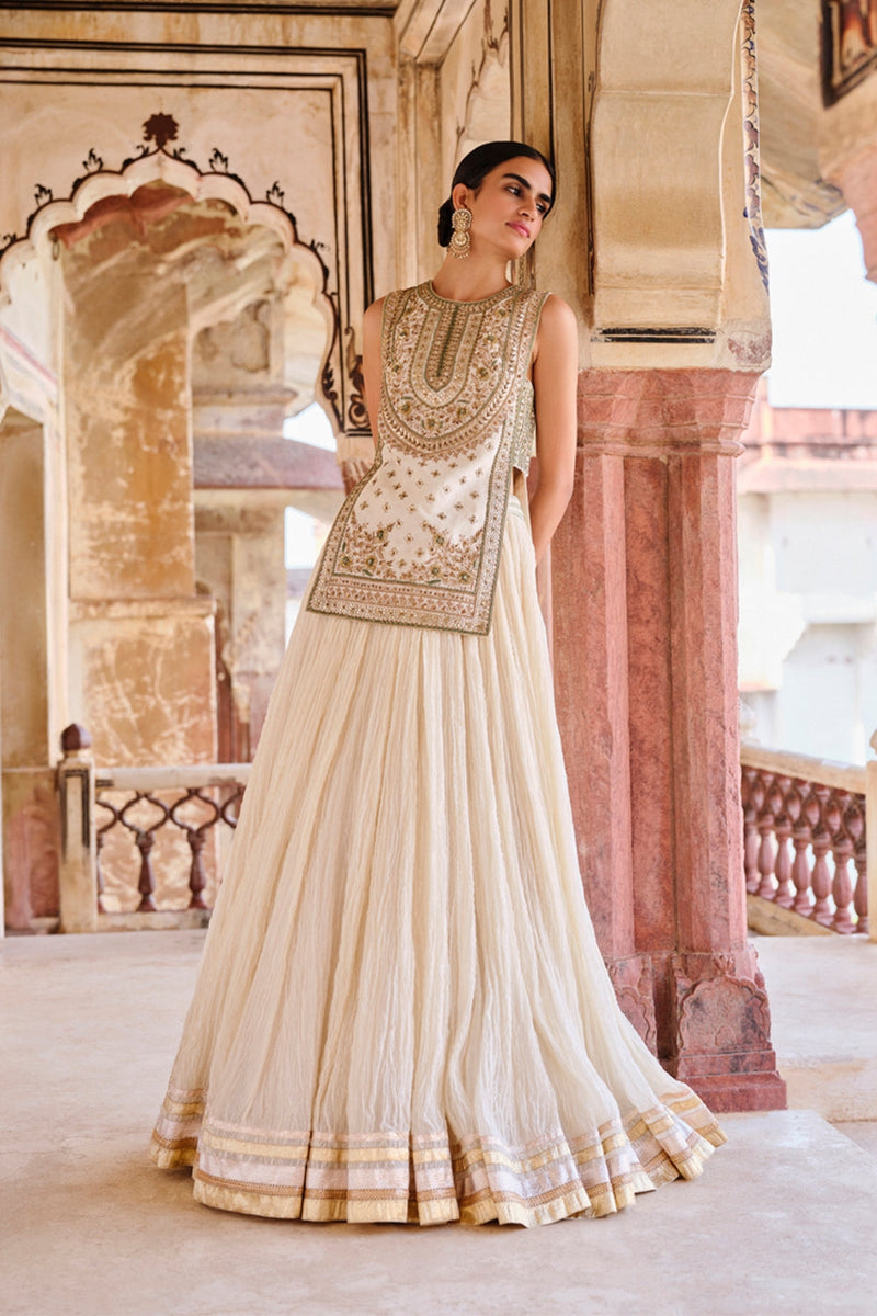 Mirai Gota Patti Mul Lehenga Set Natural
