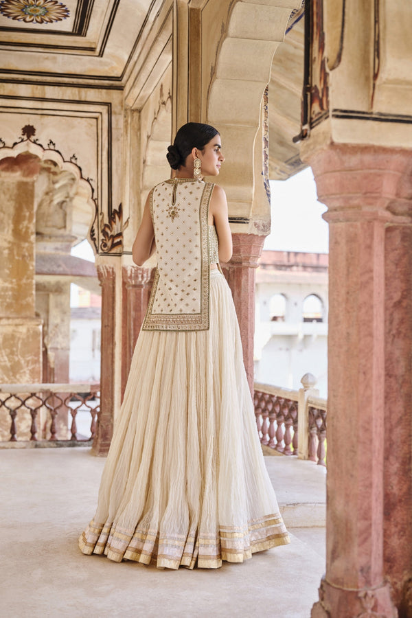 Mirai Gota Patti Mul Lehenga Set Natural