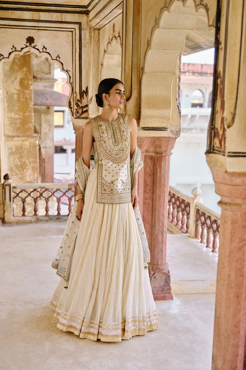Mirai Gota Patti Mul Lehenga Set Natural
