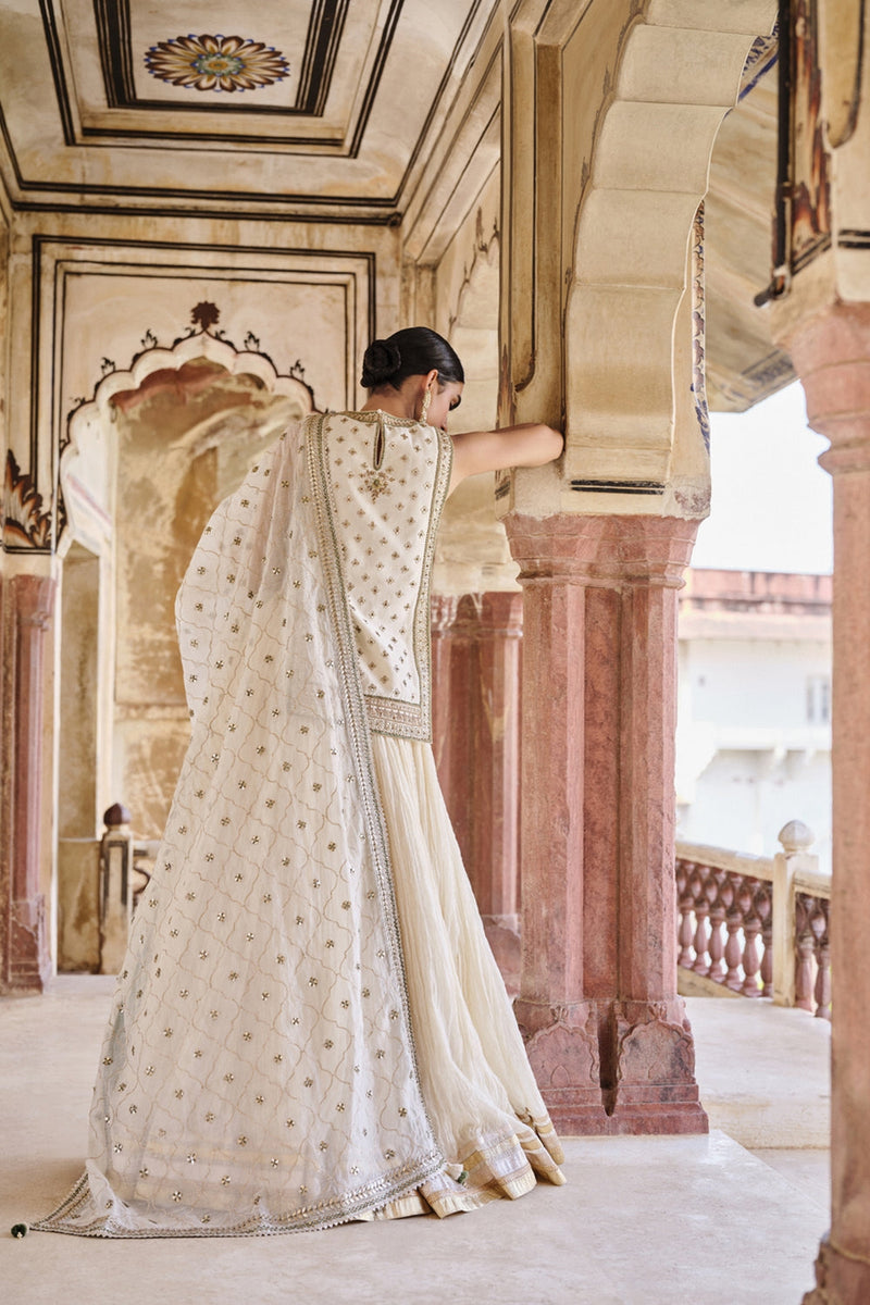 Mirai Gota Patti Mul Lehenga Set Natural